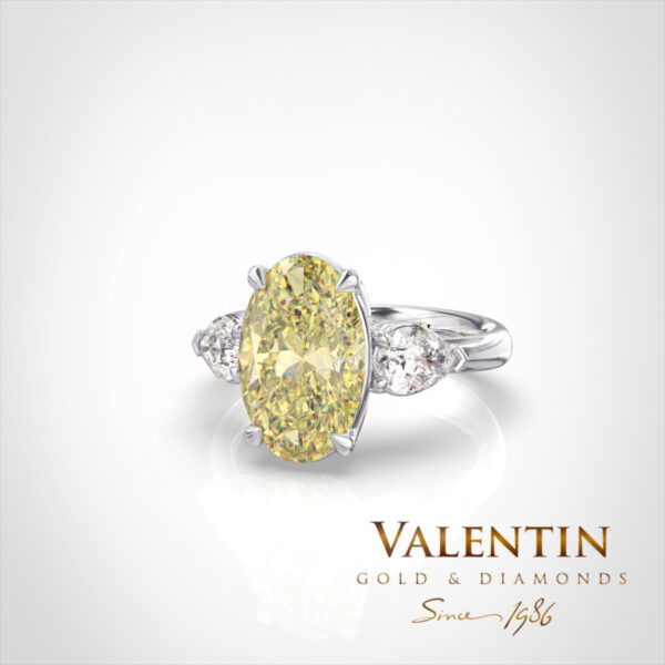 Дамски пръстен Fancy Yellow Oval Diamond 4766 - Image 2