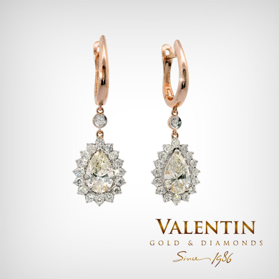 Златни обеци Glamour Pear Pink 7599-3 1 7599 P 2.40 0.73ct LD