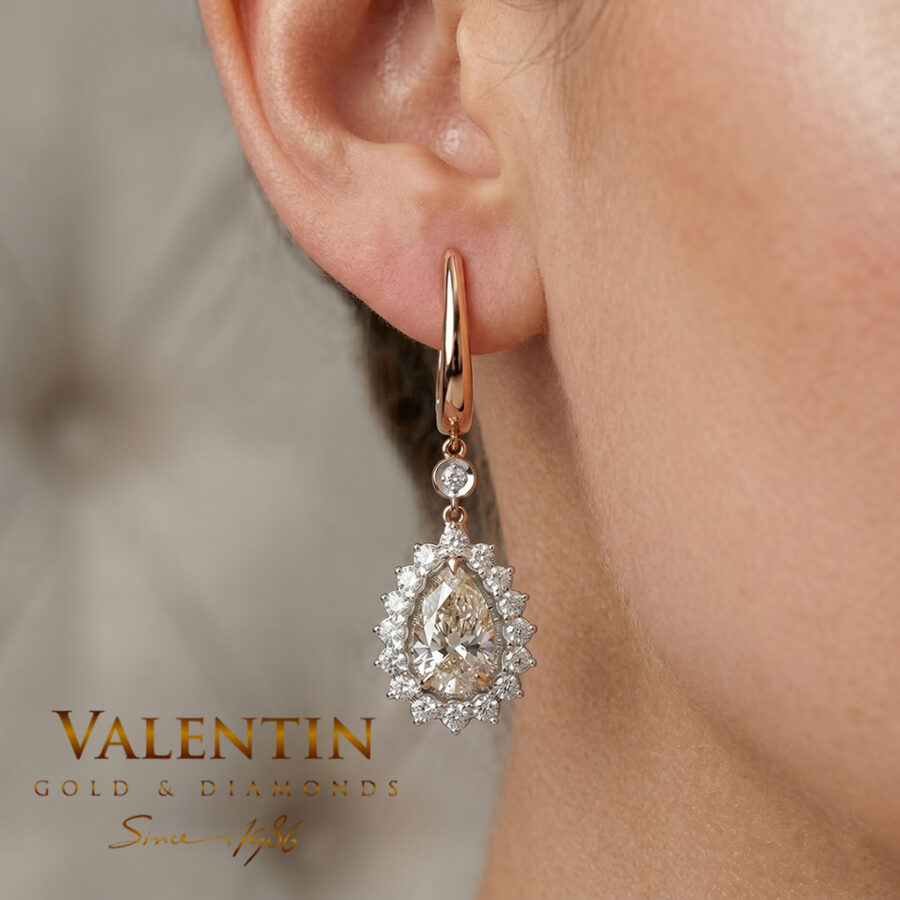 Златни обеци Glamour Pear Pink 7599-3 2 7599 P 2.40 0.73ct LD 2