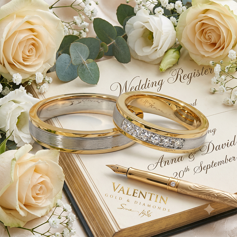 Златни сватбени халки 4298 4299 1 4298 4299 YW WEDDING