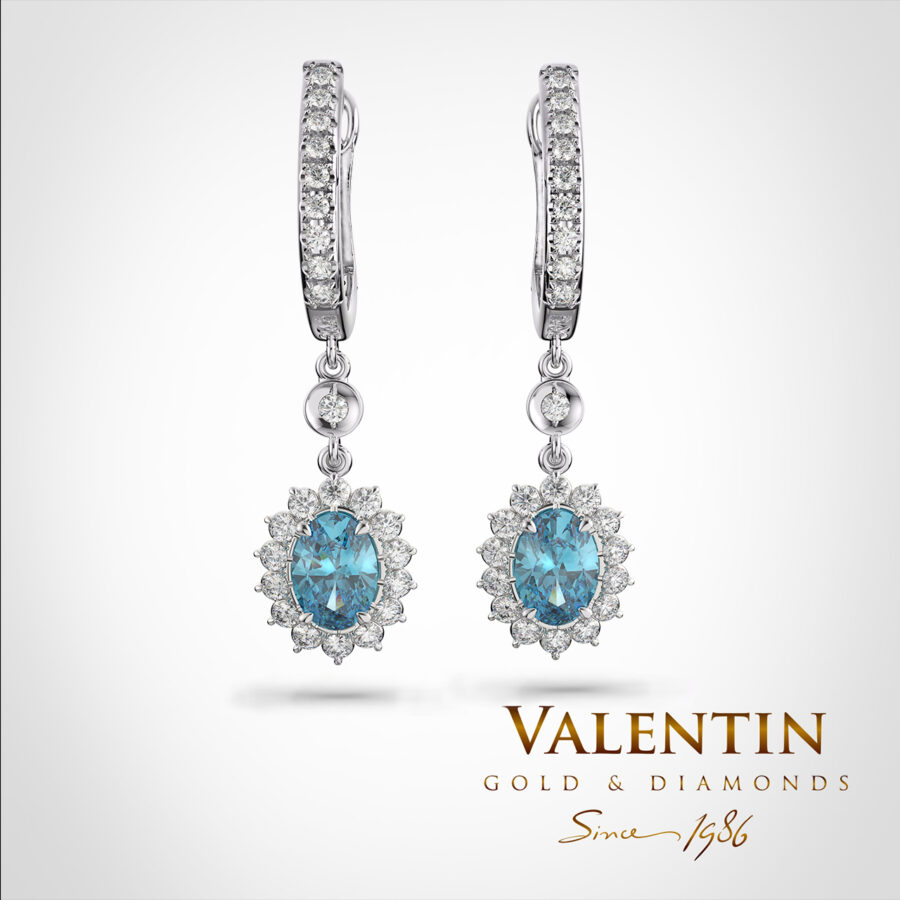 Златни обеци Blue Elegance Rosette 7×5 7602-2 3 7602 fvb dia