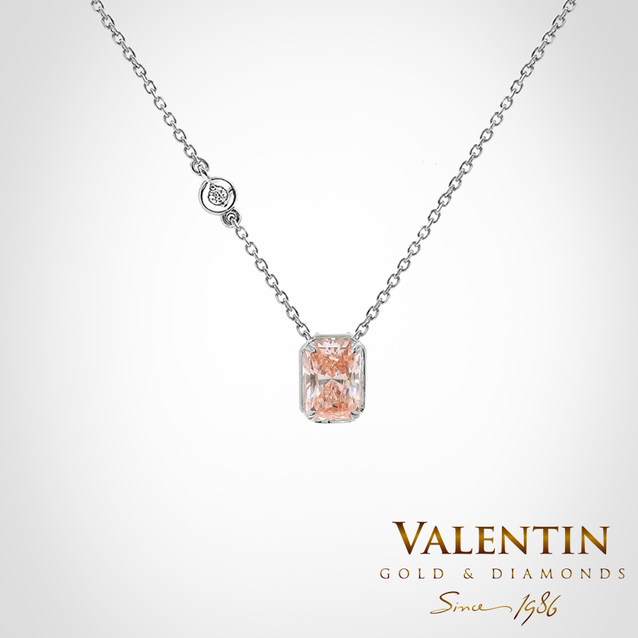 Златен медальон Pink Radiant с обков 6963 2 6963 W 1.02ct FIP