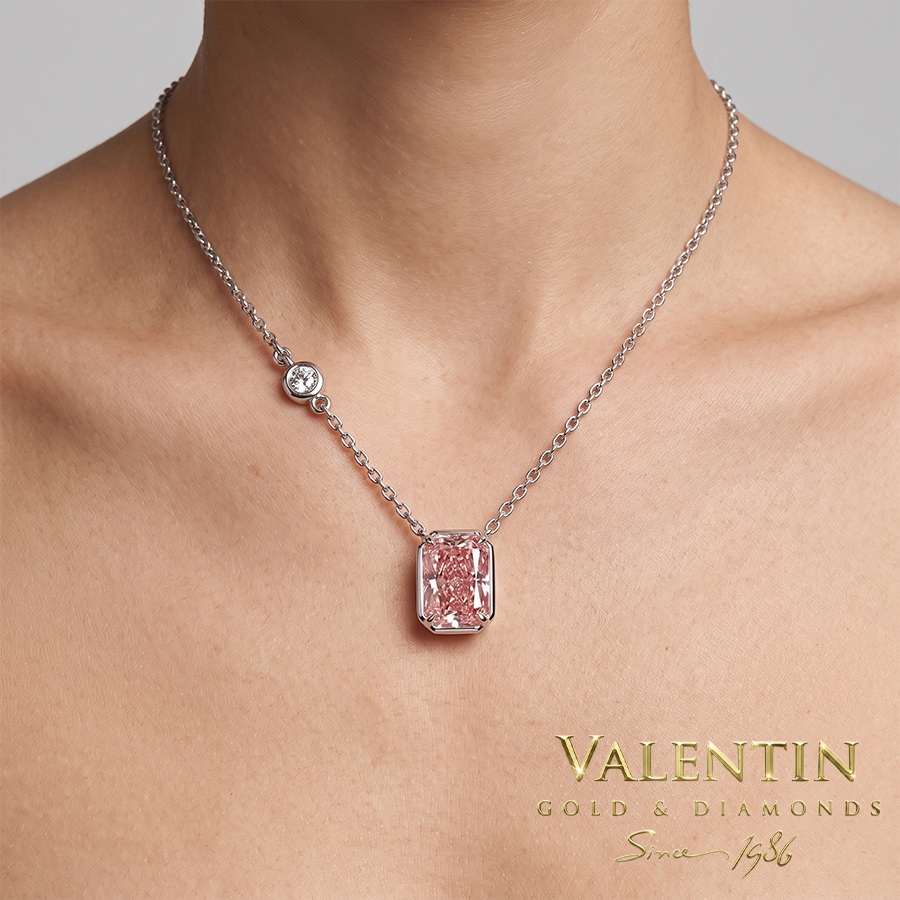 Златен медальон Pink Radiant с обков 6963 1 6963 fip W 1.02ct