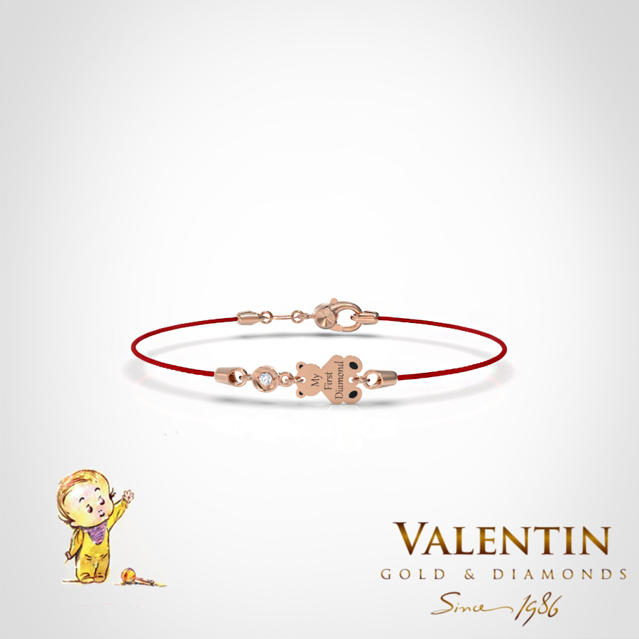 Златна детска гривна с червен конец 8370-3 5 8370-3 Pink 2