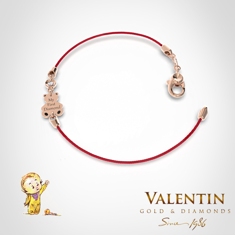 Златна детска гривна с червен конец 8370-3 4 8370-3 Pink