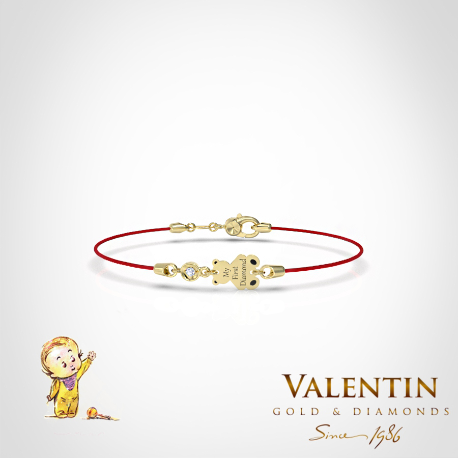 Златна детска гривна с червен конец 8370-3 1 8370-3 Yellow 2