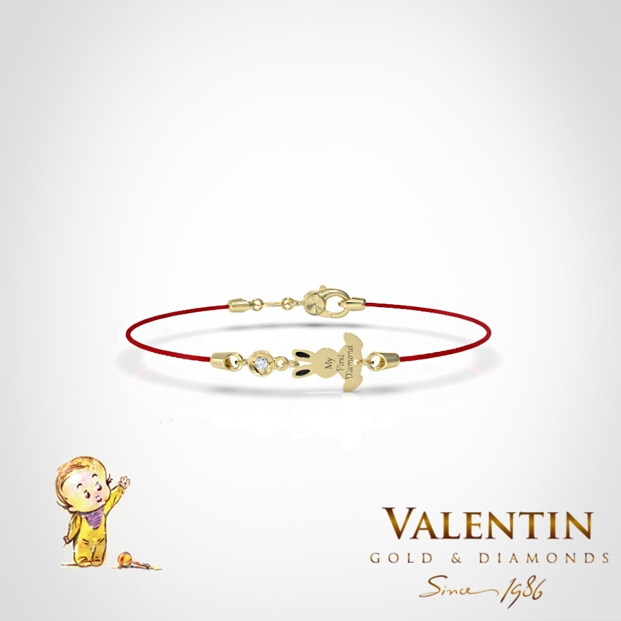 Златна детска гривна с червен конец 8370–4 1 8370 4 Yellow 2