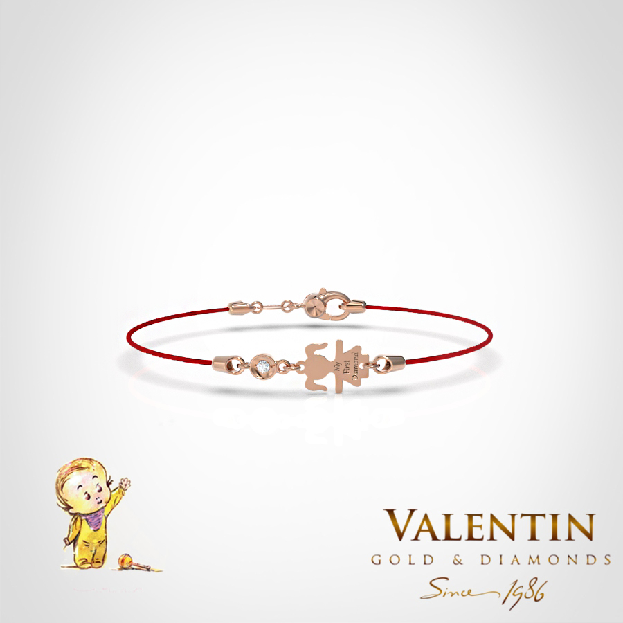 Златна детска гривна с червен конец 8371-1 1 8371 1 Pink 2