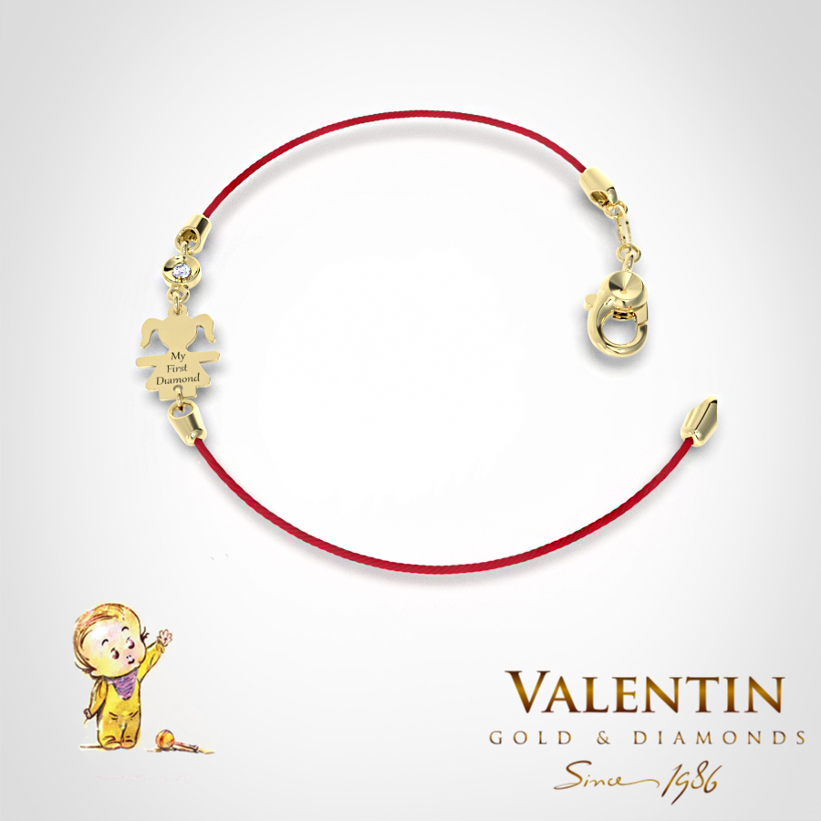 Златна детска гривна с червен конец 8371-1 4 8371 1 Yellow