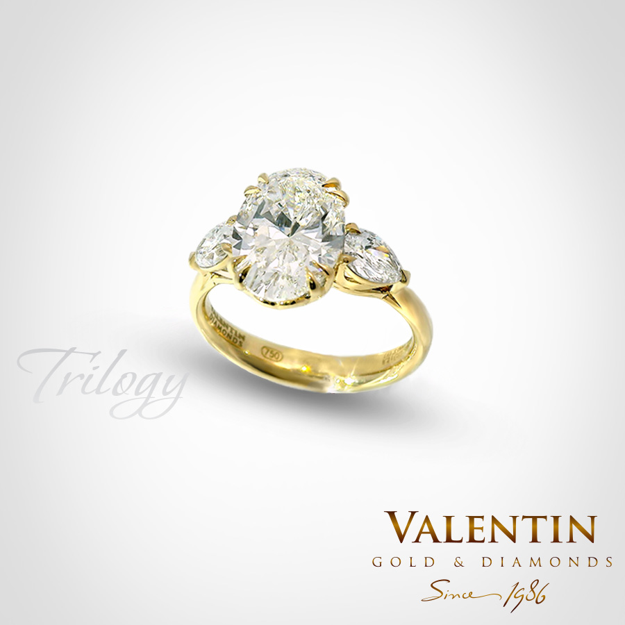 Златен пръсте Oval Lab 4766 1 4766 2 Y 3.00ct 1 big