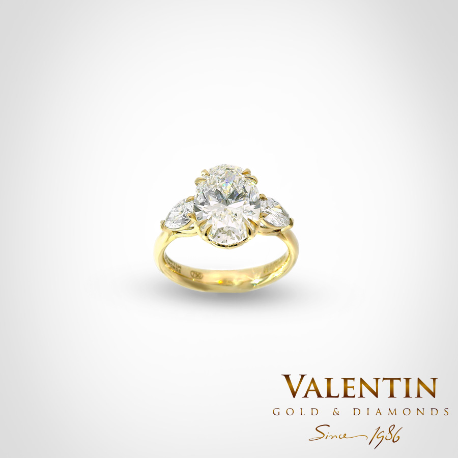 Златен пръсте Oval Lab 4766 2 4766 2 Y 3.00ct 2