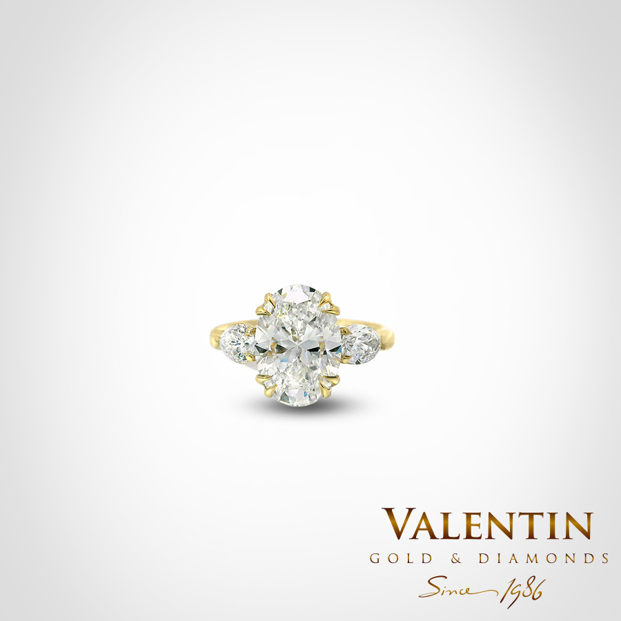 Златен пръсте Oval Lab 4766 3 4766 2 Y 3.00ct 3