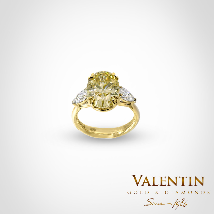 Златен пръсте Fancy Intense Yellow Oval Lab 4766 2 4766 2 Y OVAL 4.01ct FIY 3
