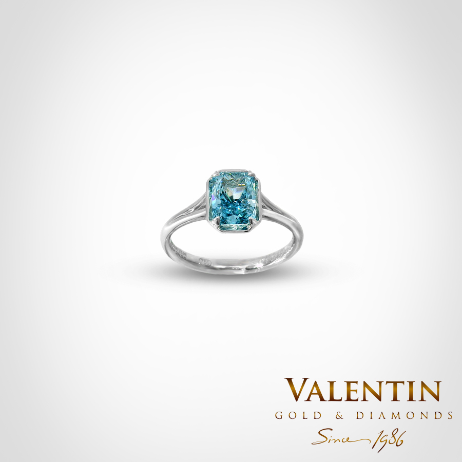 Годежен пръстен Blue Radiant с обков 4779 2 4779 W 1.24ct FVB 2