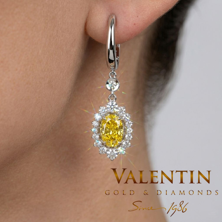 Златни обеци Fancy Vivid Yellow Rosette 7×5 7602-2 2 7602 Logo