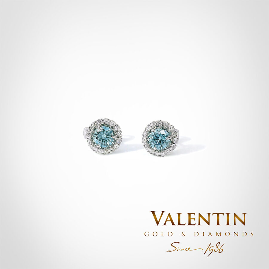 Златни обеци Fancy Vivid Blue7635 3 7635 FVB 2x0.30 1