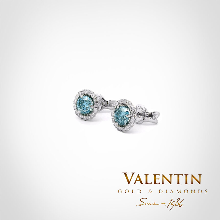 Златни обеци Fancy Vivid Blue7635 4 7635 FVB 2x0.30 2