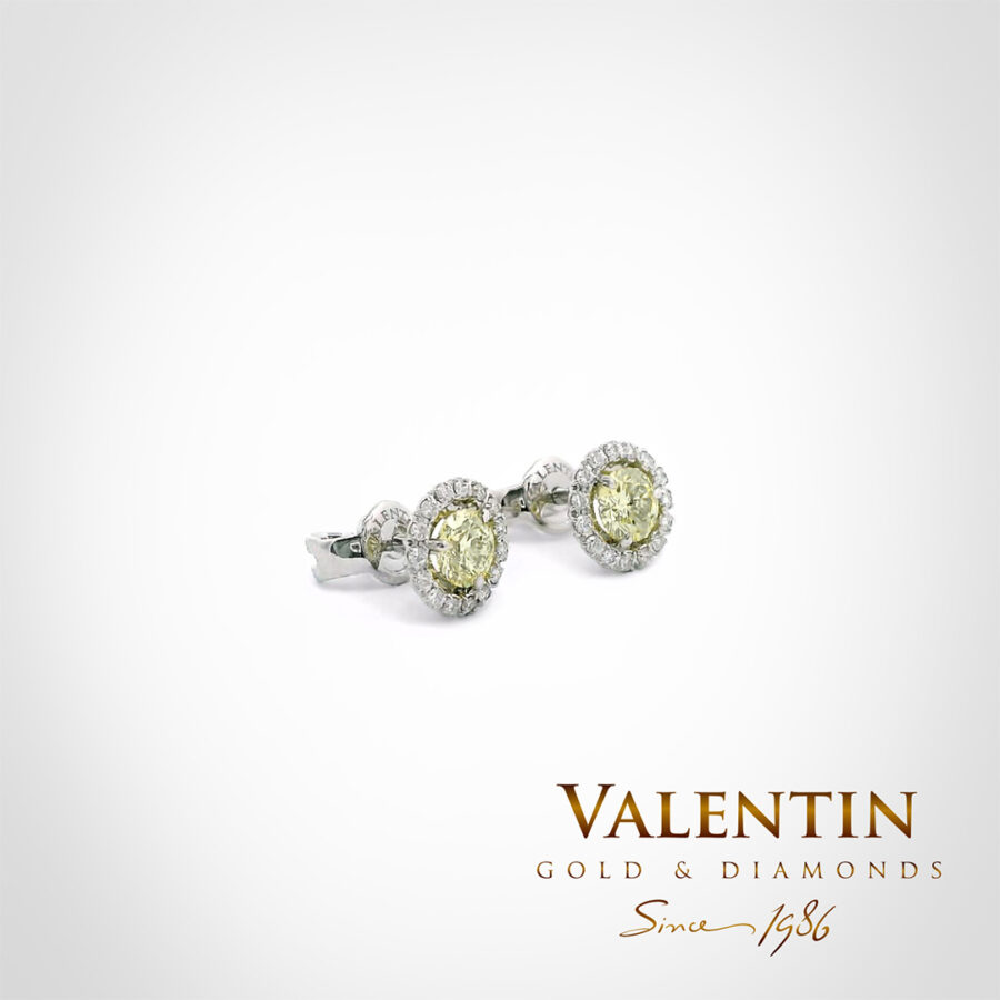 Златни обеци Fancy Vivid Yellow 7635 2 7635 W 2x0.30 FVY 1