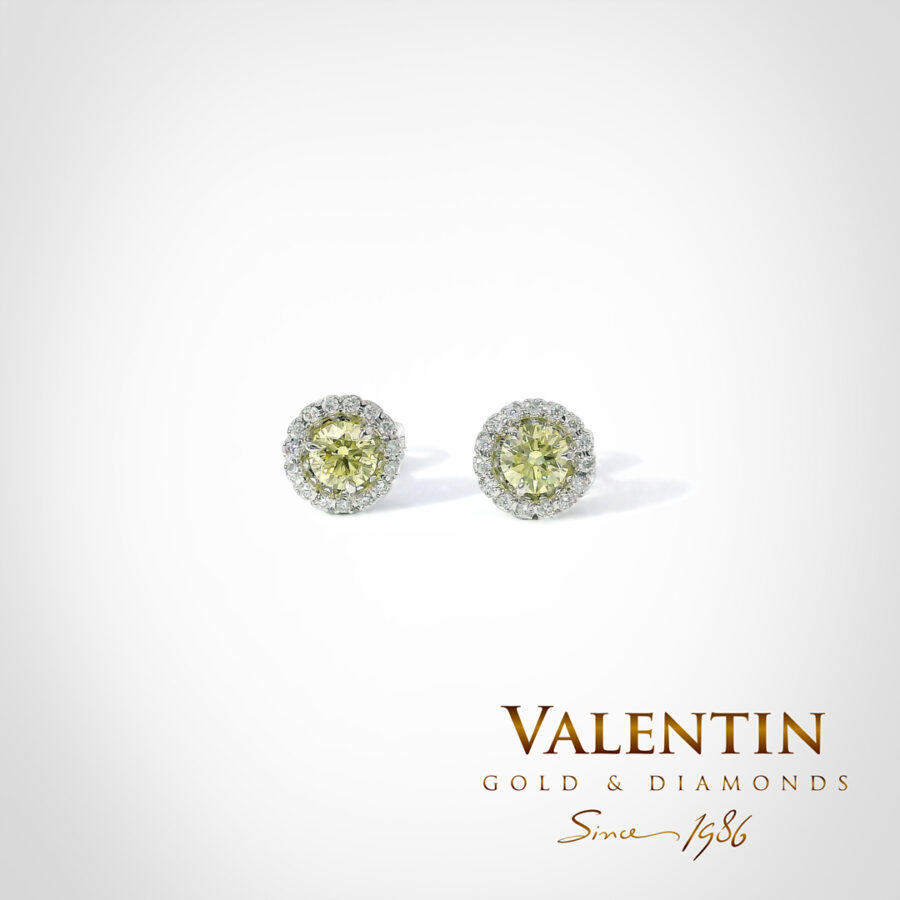 Златни обеци Fancy Vivid Yellow 7635 3 7635 W 2x0.30 FVY