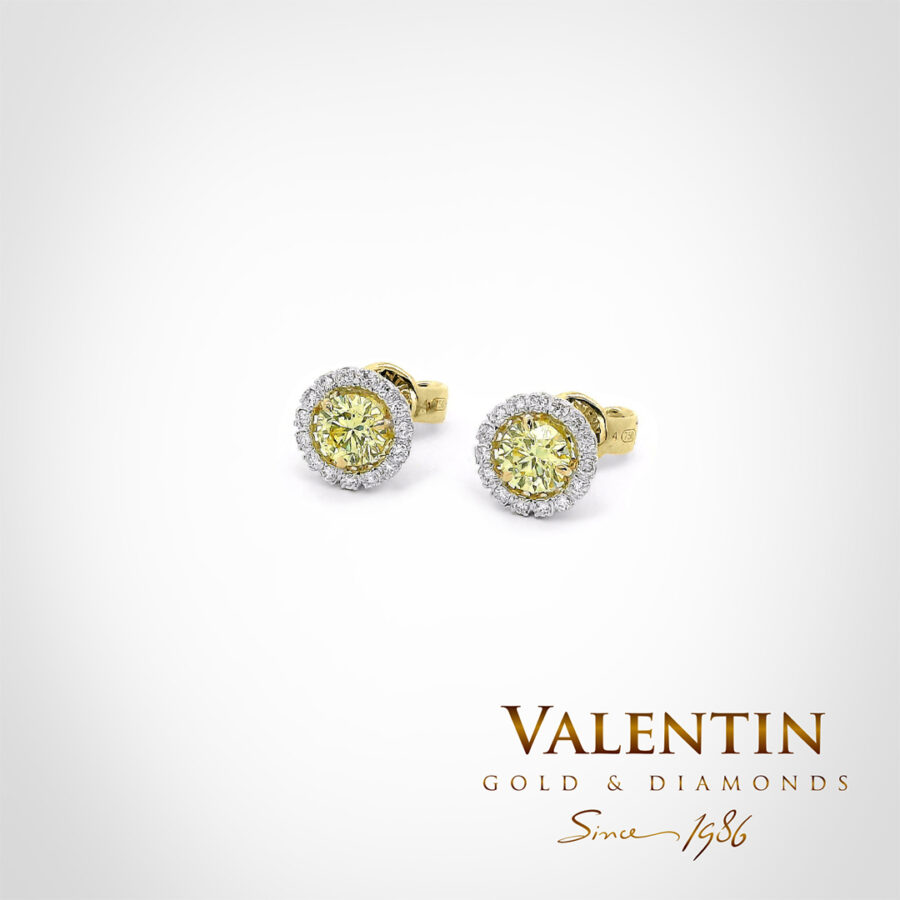 Златни обеци Fancy Vivid Yellow 7635 1 7635 Y 0.64ct FY 2