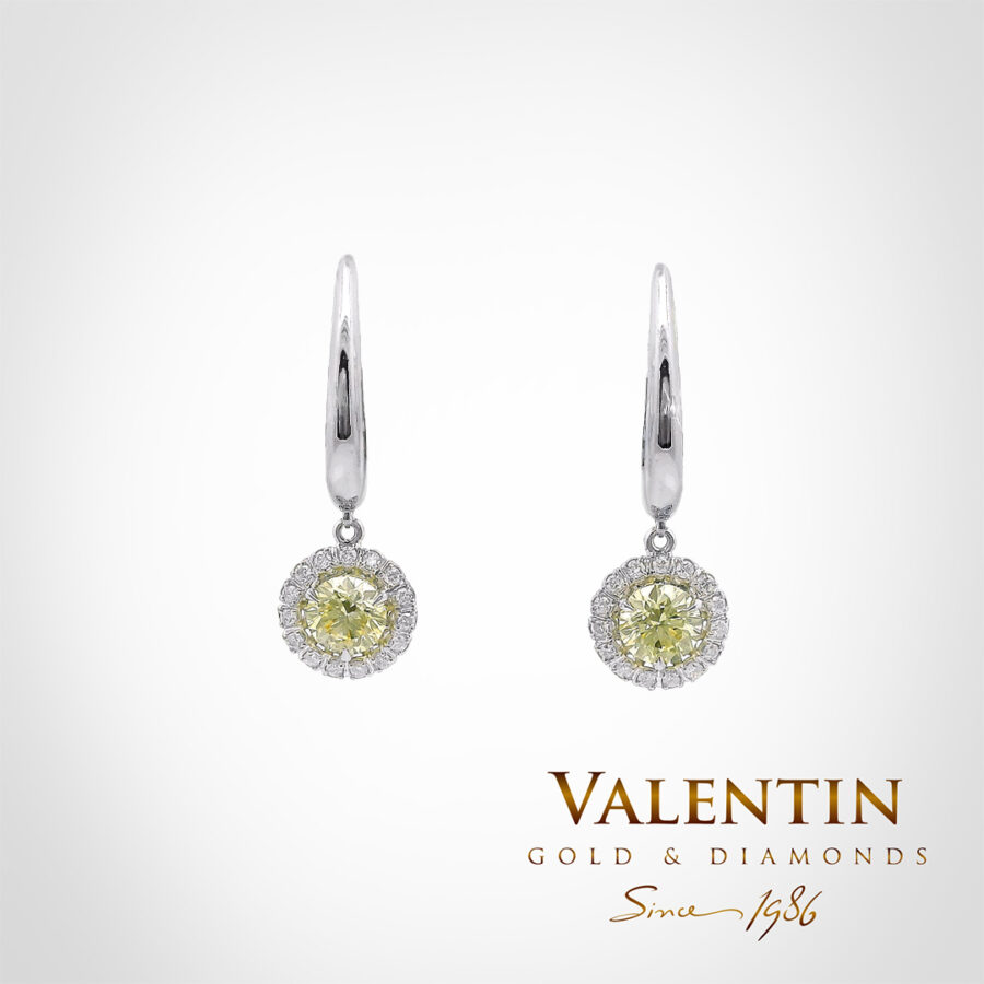 Златни обеци Fancy Intense Yellow 7636-3 1 7636 W 2x0.30ct FVY