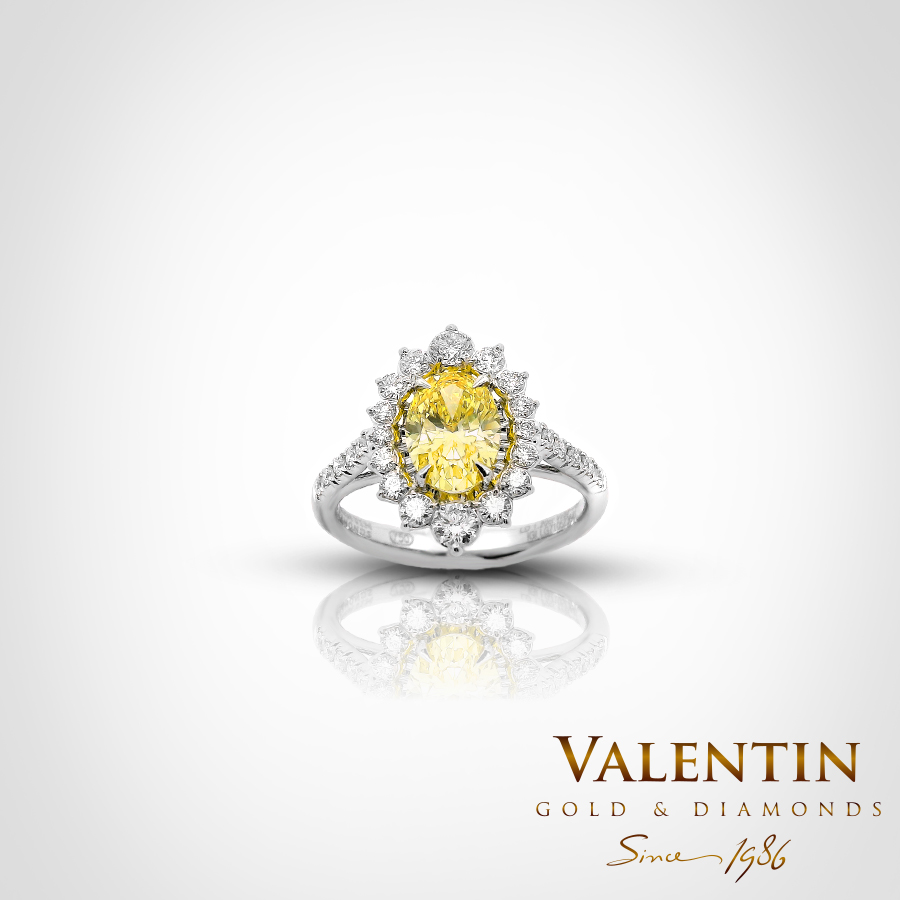 Годежен пръстен Fancy Vivid Yellow Rosette 7×5 4517-2 1 4715 Y 2