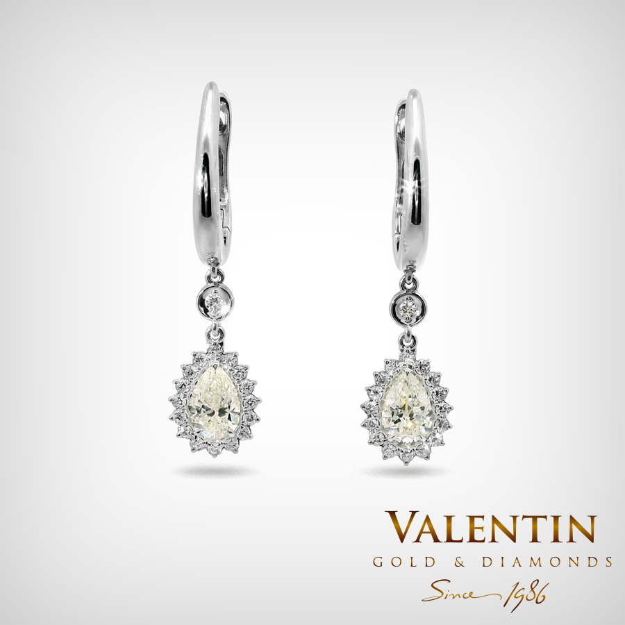 Златни обеци Glamour Pear White 7599-3 3 7599 W 1.000.25ct 11