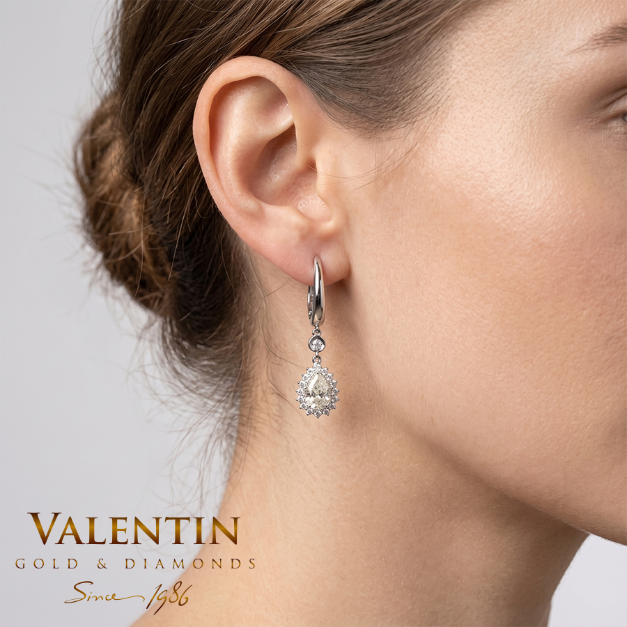 Златни обеци Glamour Pear White 7599-3 4 7599 W 1.000.25ct 21