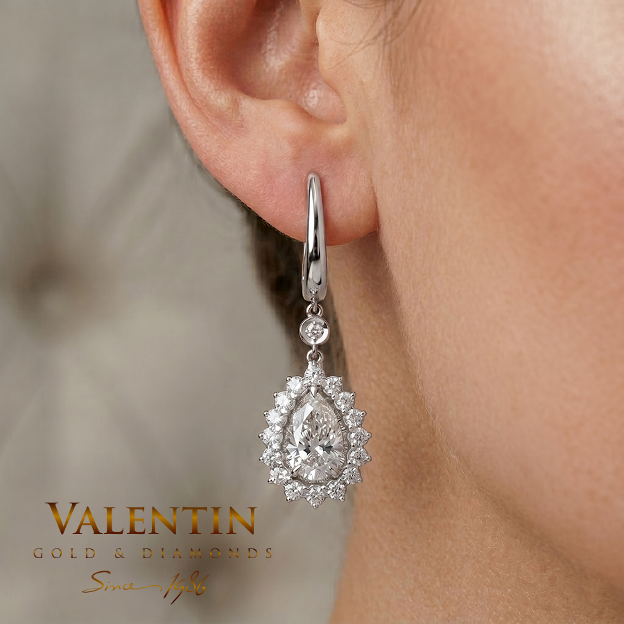Златни обеци Glamour Pear White 7599-3 2 7599 W 2.420.76ct LD 3