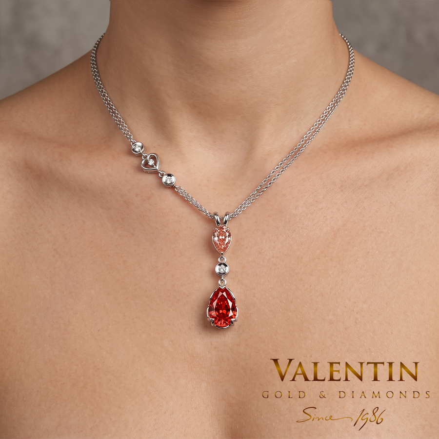 Златен медальон Pear with Red Diamonds 6939-1 1 6939 W 1.54 FVP 31