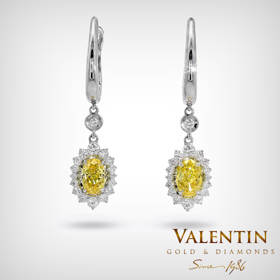 Златни обеци Fancy Vivid Yellow Rosette 7×5 7602 1 7602 W FVY 51
