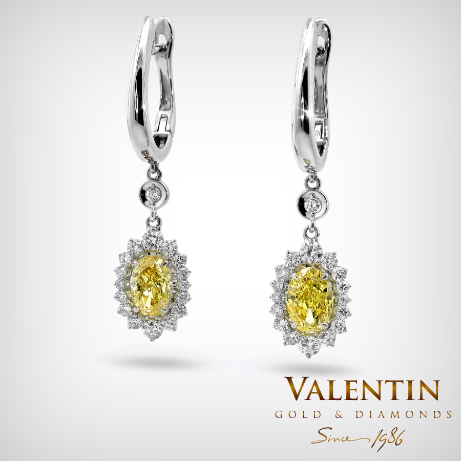 Златни обеци Fancy Vivid Yellow Rosette 7×5 7602 2 7602 W FVY 61