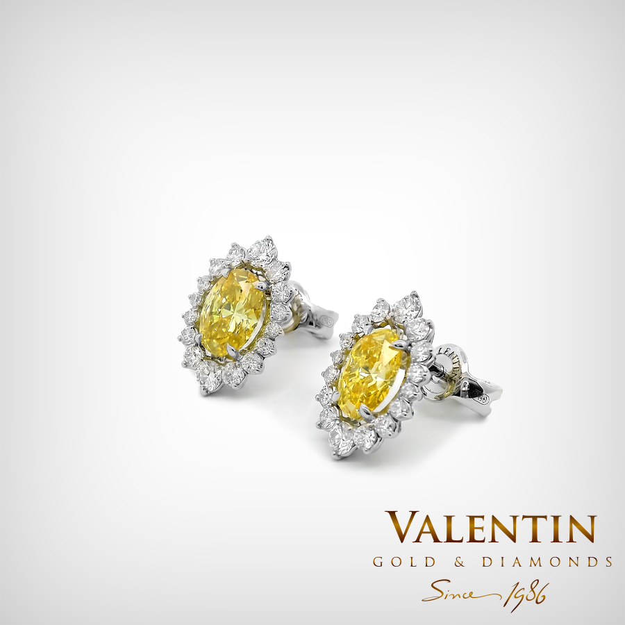Златни обеци Fancy Vivid Yellow Rosette 7×5 7623 2 7623 W 1.44 0.62ct 31