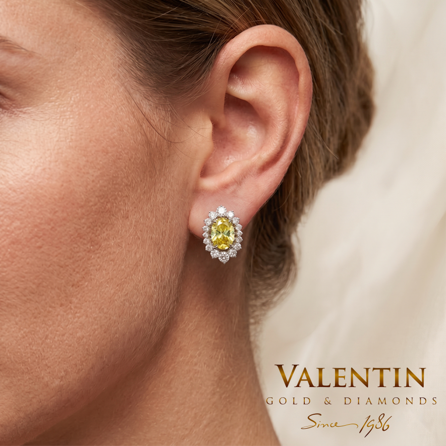 Златни обеци Fancy Vivid Yellow Rosette 7×5 7623 3 7623 W 1.44 0.62ct 41