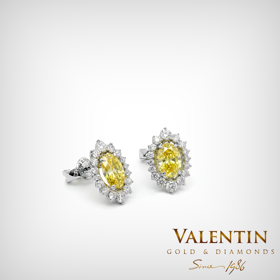 Златни обеци Fancy Vivid Yellow Rosette 7×5 7623 1 7623 W 1.44 0.62ct 51